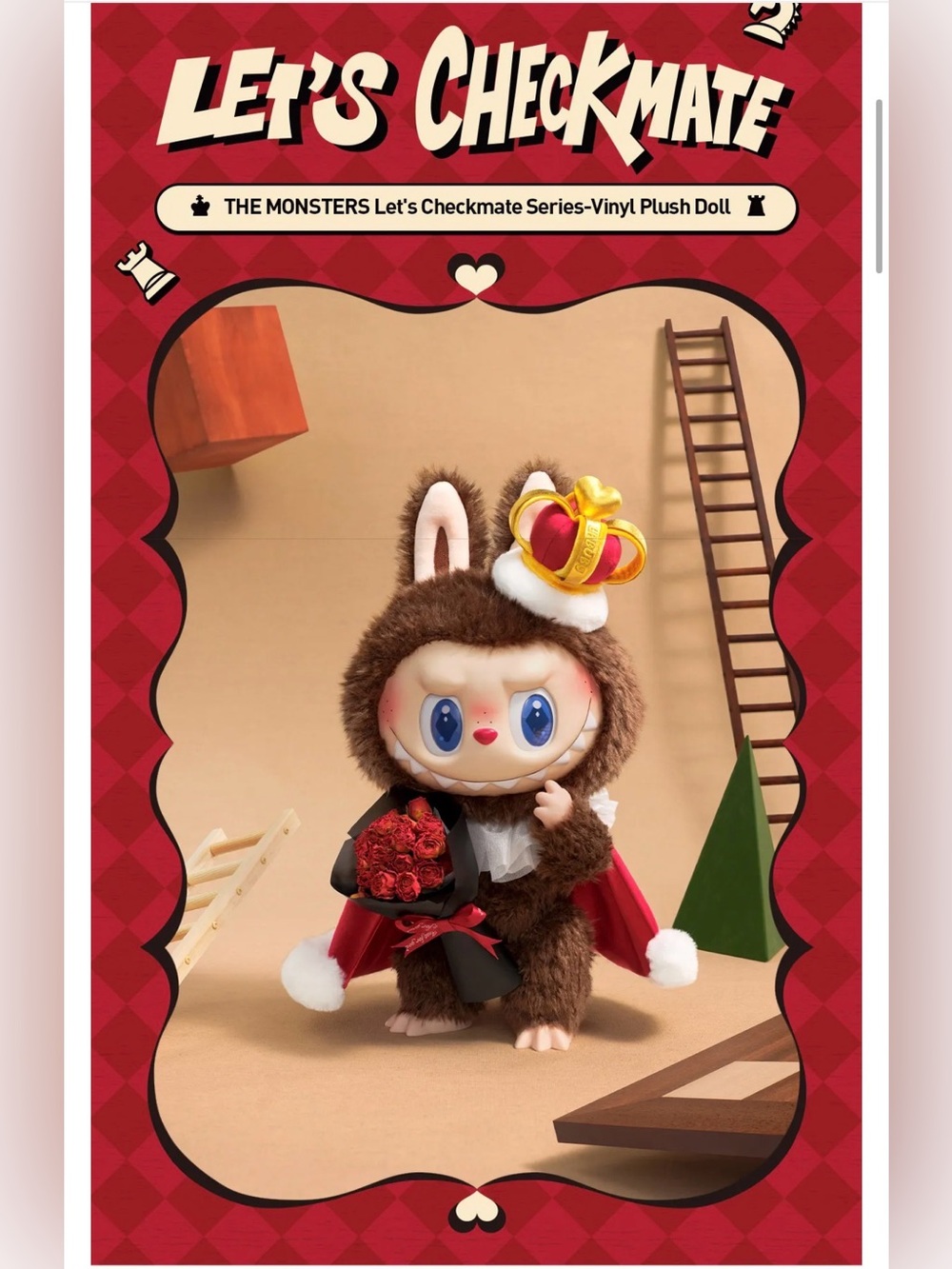 POP MART • LABUBU • The Monsters Let’s Checkmate Vinyl Plush Doll • 14.57” •2025
